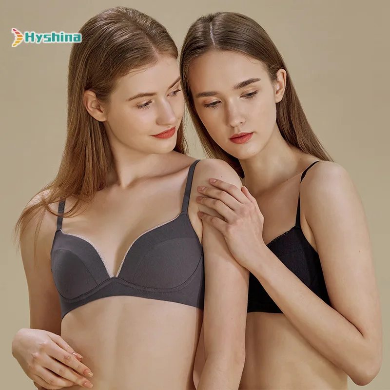 

Spring and Summer No Steel Ring Bra Suit Cotton Thin Cup Gathered Bra Female French Lace Girl Underwear Woman
