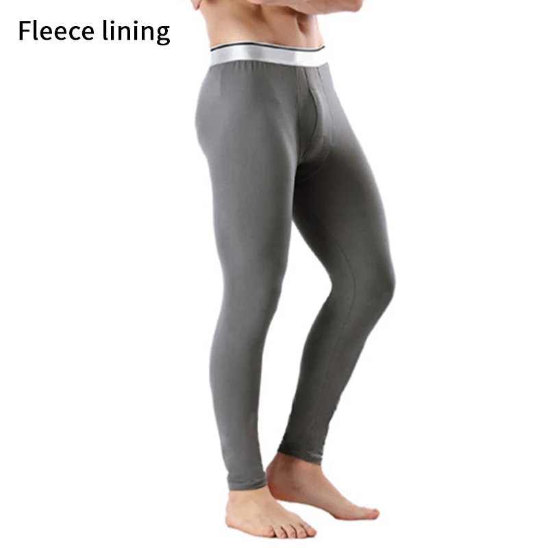 Dark gray fleece l Горячая Распродажа, кальсоны для мужчин, утолщенное термобелье, зимние теплые кальсоны для мужчин, термобелье, леггинсы, плотные - Цвет: Dark gray fleece l