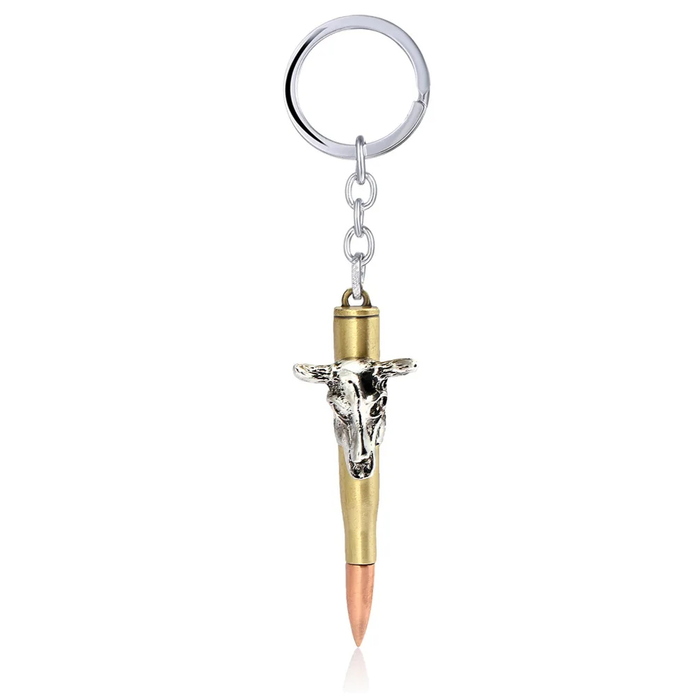 

Simulation Metal Keyring Cool European American Retro Punk Style Keychain Scorpion Snake Wolf Leopard Bullet Key Chain Vintage