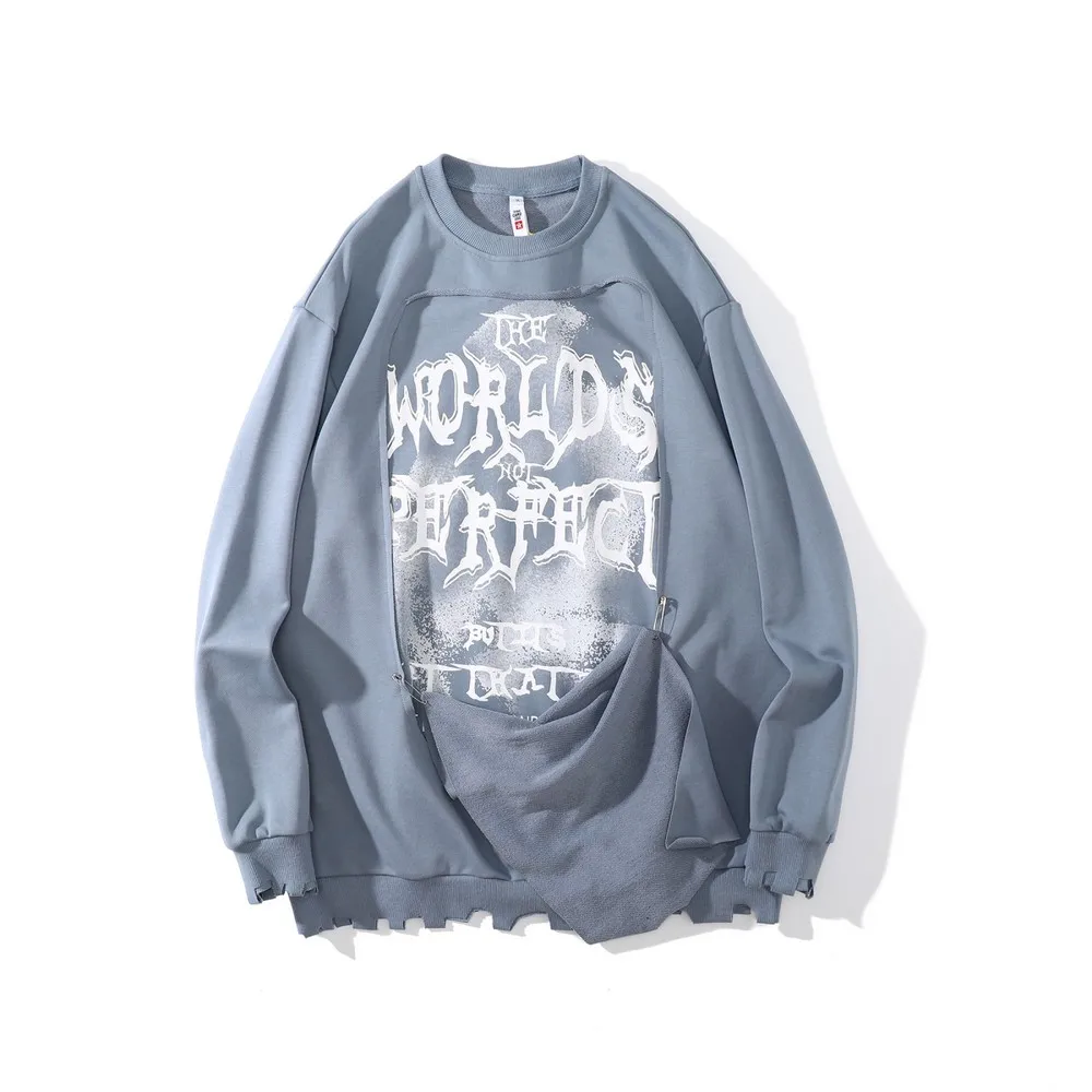 

Goth Men Hoodies Sweatshirts Frayed Long Sleeve Grunge Vintage Sweatshirt Harajuku Anime Streetwear Men Oversized Gothic Clothes
