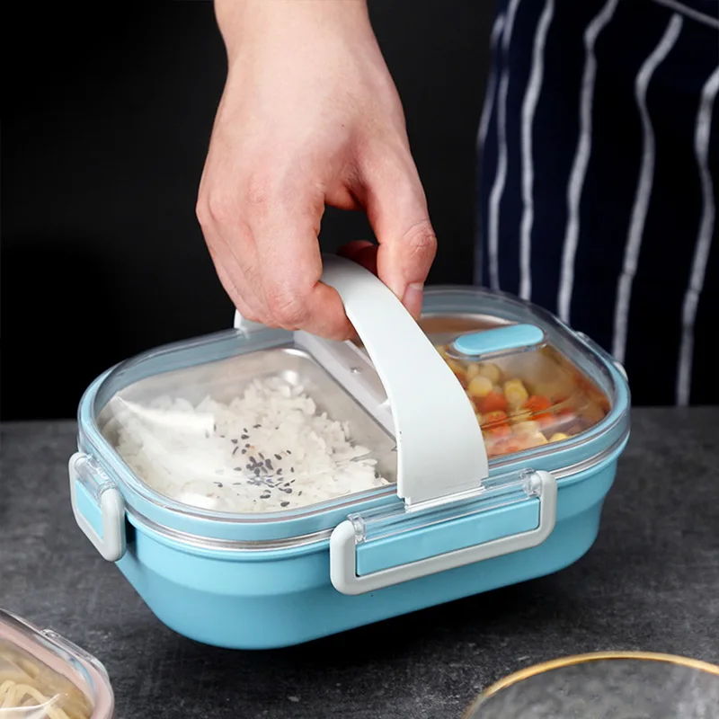 Пищевой контейнер Портативный Ланч-бокс из нержавеющей стали Bento Box герметичный с