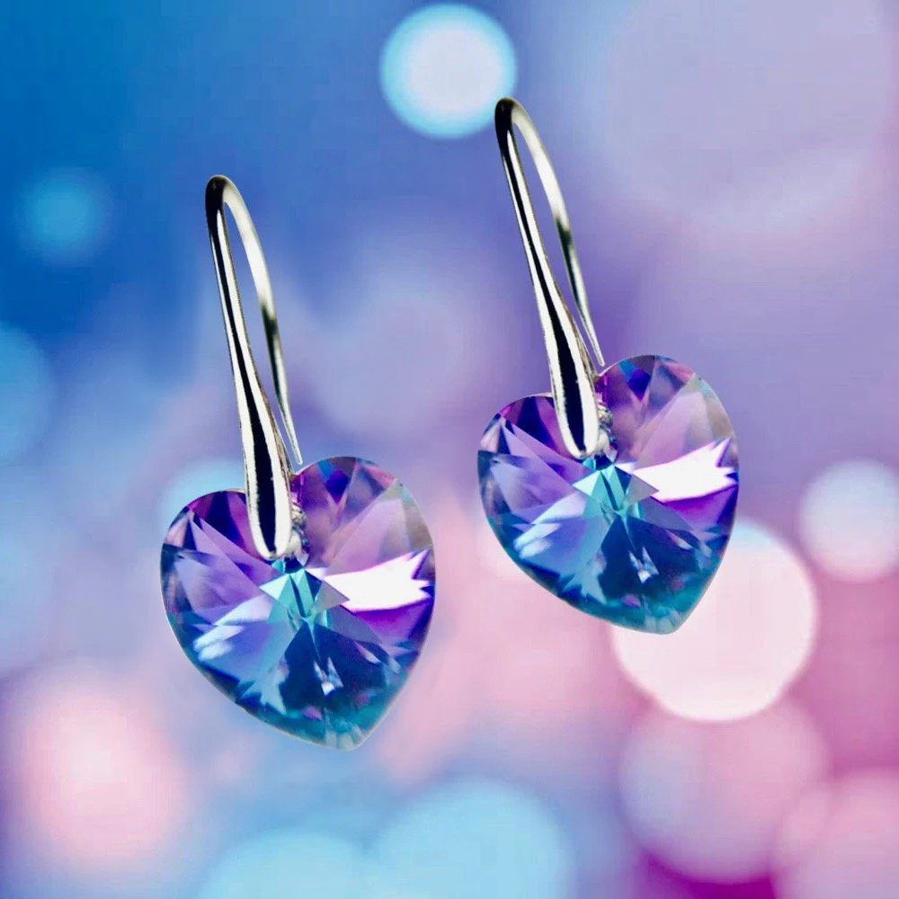 Оригинальные кристаллы от Swarovski сердце кулон ожерелья Висячие Серьги Комплекты украшений для женщин влюбленных подарок Прямая