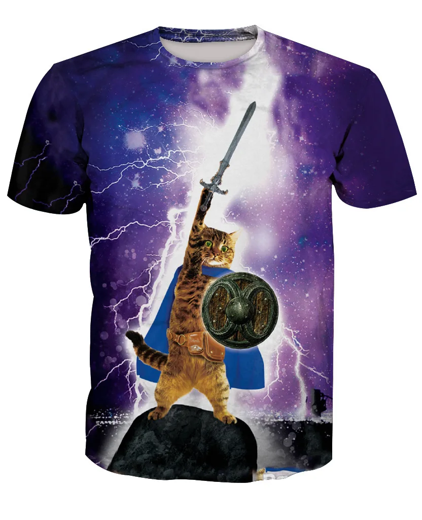 Новая звезда кошка с коротким рукавом Футболка мужская Евро-американский тренд