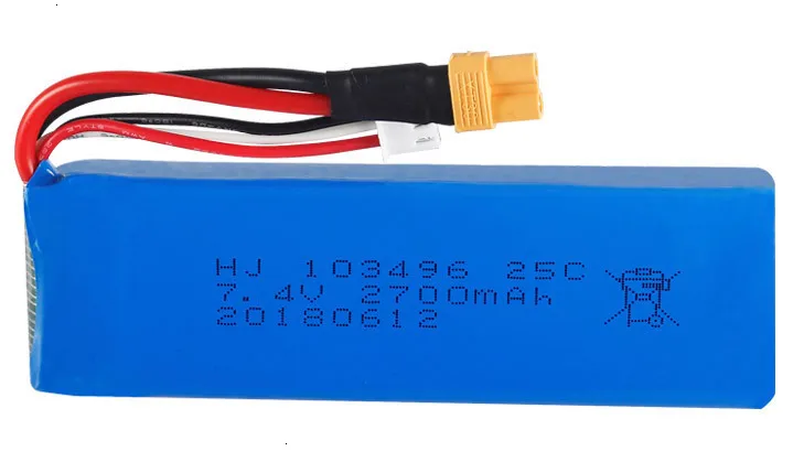 Обновленная батарея 7,4 V 2700mAh Lipo для MJX Bugs 3 B3 RC Quadcopter запасные части 7,4 v перезаряжаемая батарея обновление 1800mah 25C