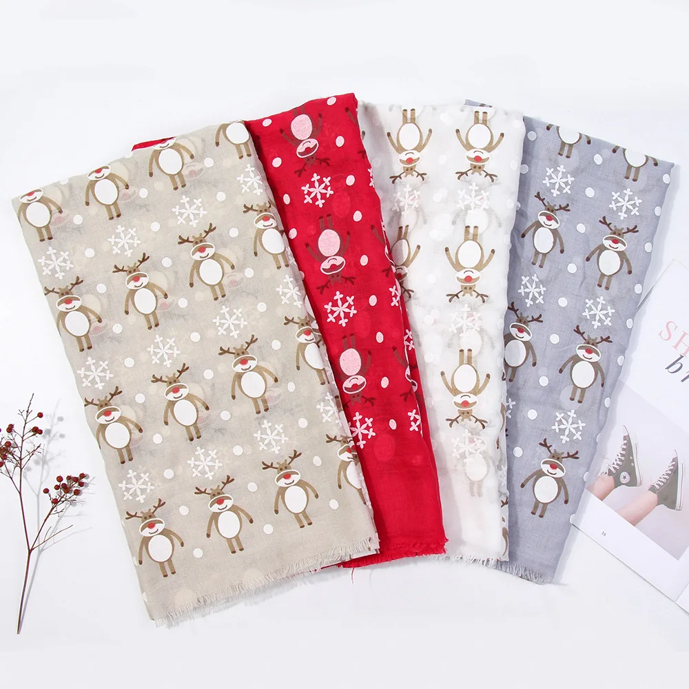1 шт. зимний женский Рождественский праздник с принтом оленя Модный шарф со