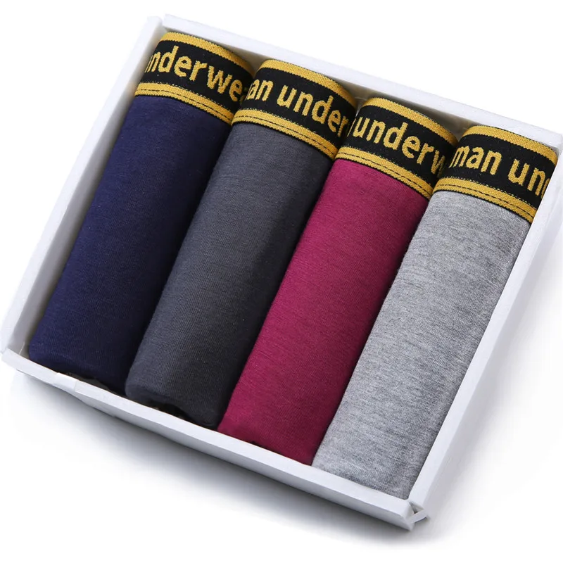 Трусы-боксеры мужские из бамбукового волокна 4 шт. | Мужская одежда
