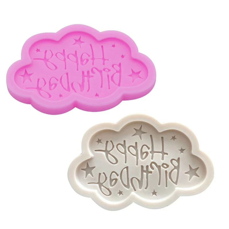 

Happy Birthday Cloud Cake Insert Sign Mold Fondant Cake Mould Dessert Decoration Party Street Sign Xmas Chocolate Kitchen Tool