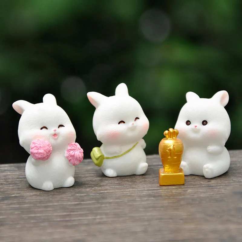 

Пасхальные маленькие фигурки кроликов, микро-технические фигурки, искусственное украшение для автомобиля