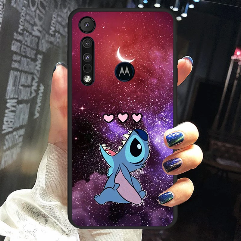 

Stitch lovely disney cartoon for Motorola G9 G8 G E7 E6 One Play Marco Hyper Fusion Stylus Power Edge Plus Black Phone Case