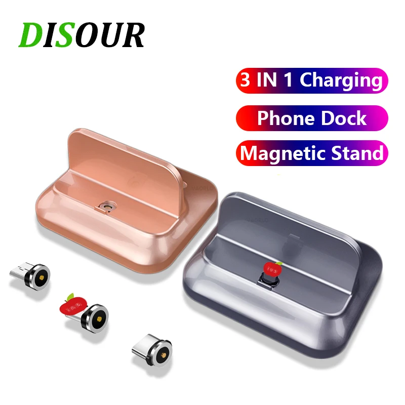 disour magnetic phone charger for iphone huawei dock station charger for xiaomi android type c micro stand holder charging free global shipping
