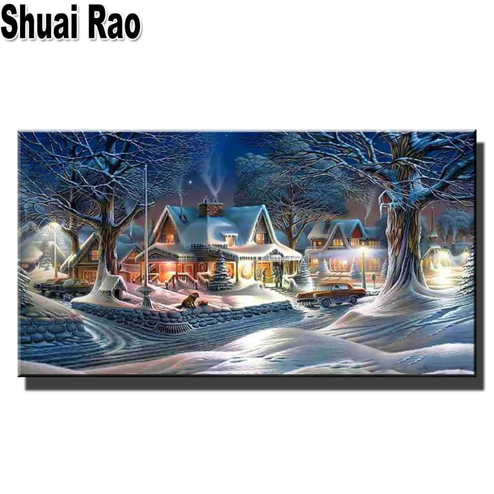 

diy diamond painting Snow Landscape,5d diamond embroidery cross stitch full square round 3D picture,Christmas wall art,R113