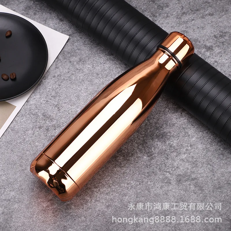 

portable double-layer insulation and anti-scalding homeware creative water cup Fashionable gradient stainless steel cola bottle