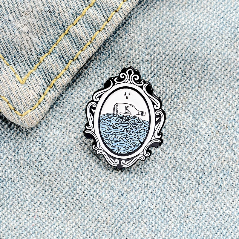 Эмалированная булавка в виде морской волны волшебные булавки форме зеркала