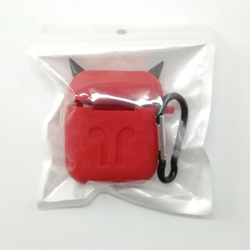RED 1 шт., мягкий силиконовый чехол devil, наушники для Airpods, Bluetooth, беспроводные наушники, защитный чехол для ушной раковины - Цвет: RED