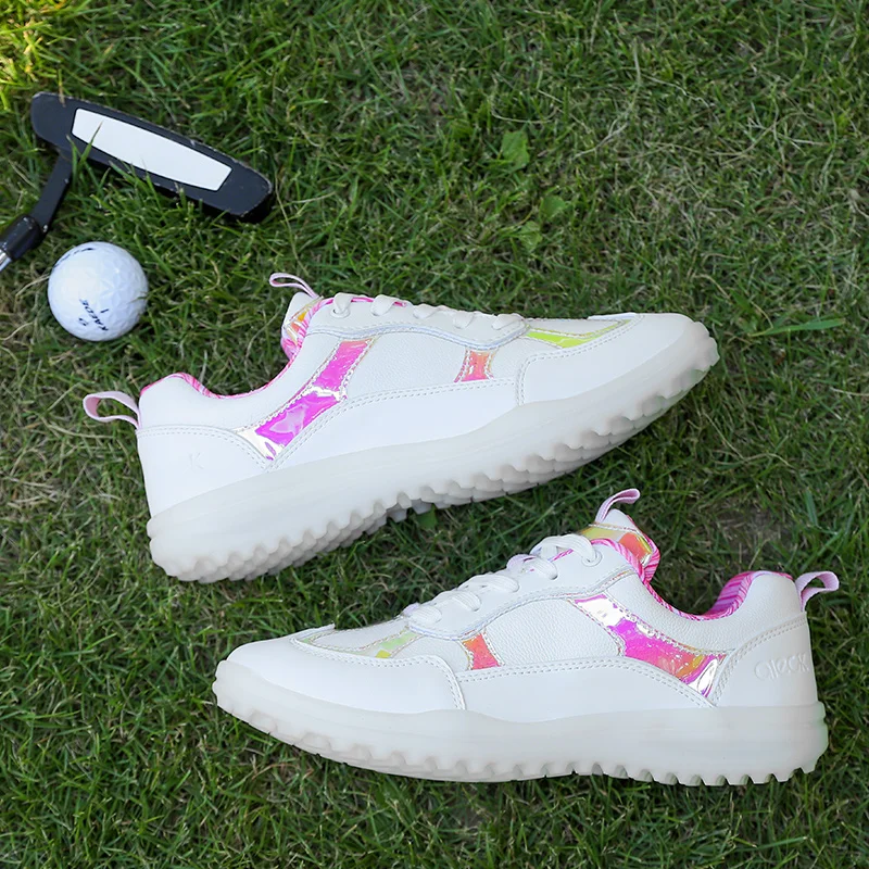 

2021 new ladies outdoor white golf shoes outdoor casual shoes non-slip buckle Velcro caddy training shoes