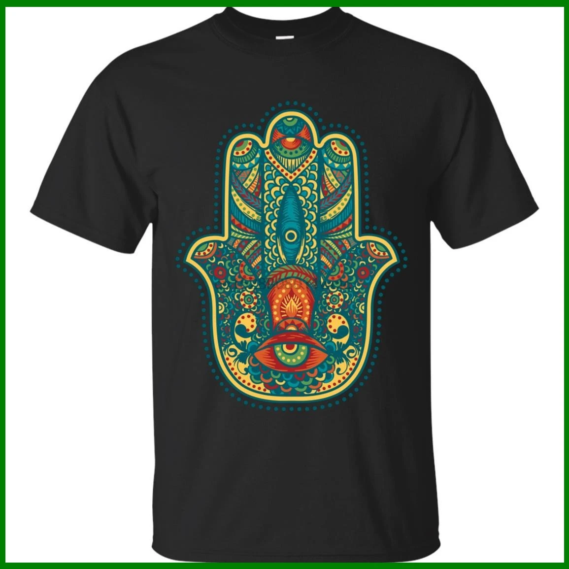 Хамса рук духовных мужчин Триппи Футболка Будда йога третий рубашка с рисунком