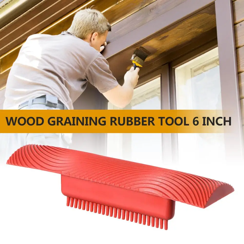 

1/2pcs 6 Inch Graining Tool Roller Brush Durable Wooden Texture Graining Rubber Wall Art Painting Decoration Tool