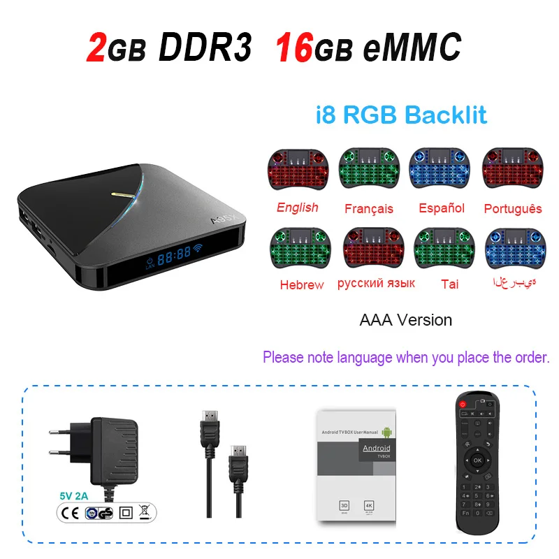 2GB 16GB i8RGB A95X F3 Air Smart tv Box Amlogic S905X3 Android 9,0 tv Box 4GB 64GB 2,4G 5G Wifi 8K RGB светильник медиаплеер 4K Netflix A95X Box - Цвет: 2GB 16GB i8RGB
