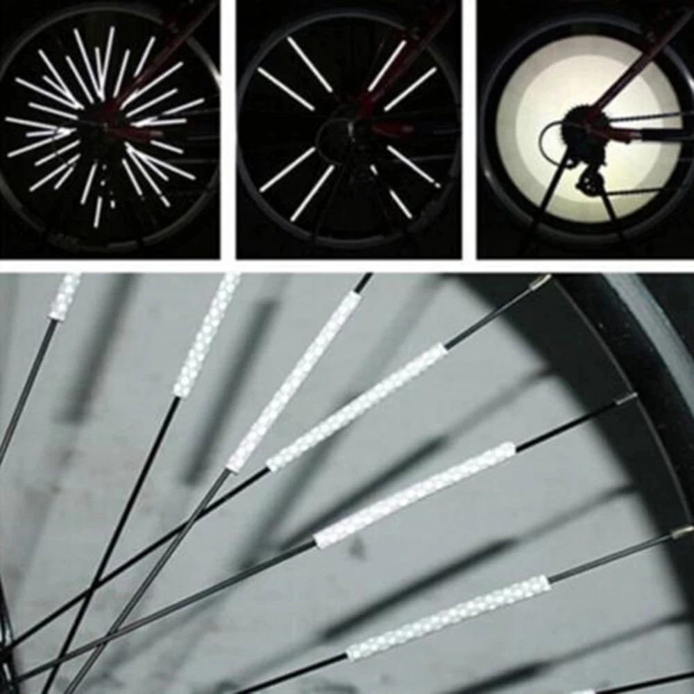 

12Pcs Bicycle Mountain Bike Riding Wheel Rim Spokes Mount Clip Tube Warning Reflective Light For Bicycle Strip Road Reflector