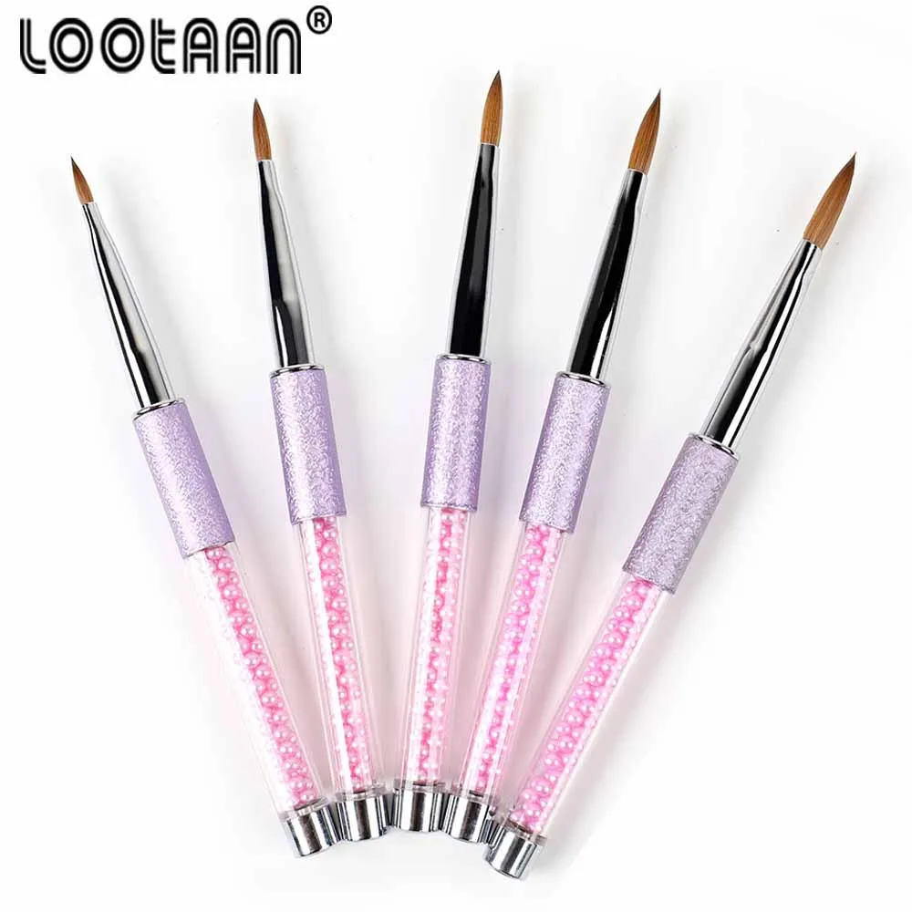 Lootaan1PC акриловая кисть для ногтей 10# овальная кусторезная кисть для дизайна ногтей колинская фиолетовая жемчужина для рисования ногтей