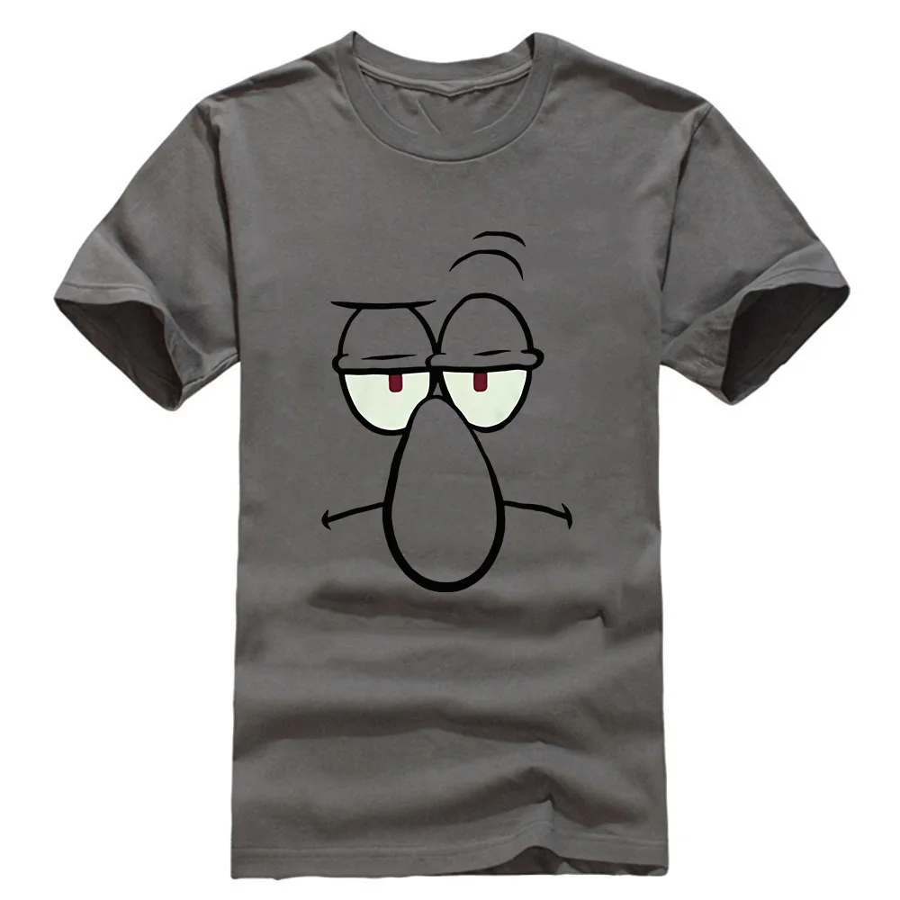 Темно-серый Губка Боб Squidward уход за кожей лица футболки новейшая стиль футболка - Цвет: Темно-серый