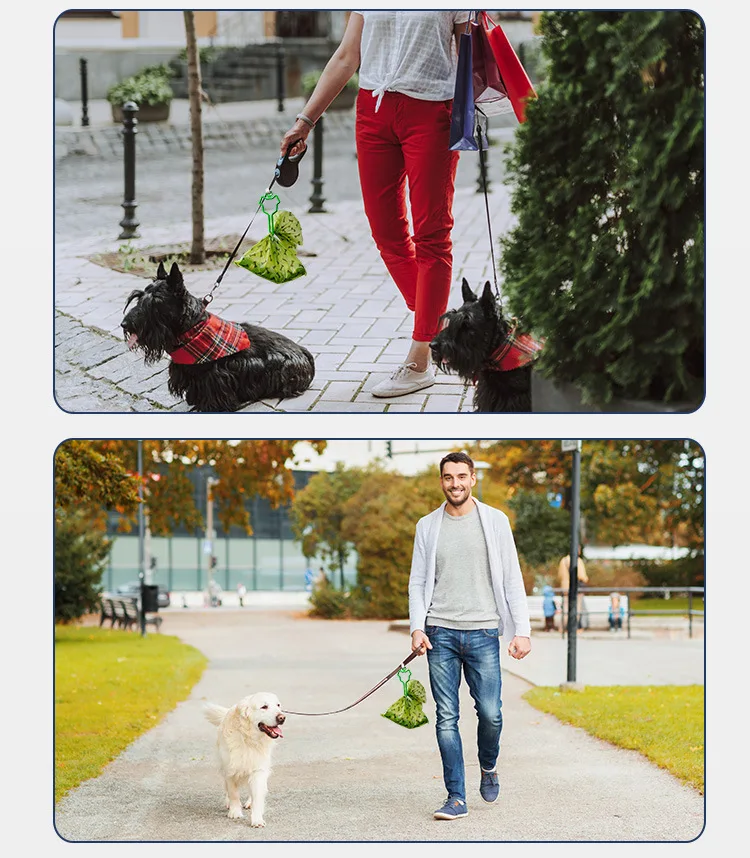 3 рулона мешки для собачьего уборки с держателем сумки биоразлагаемые отходов