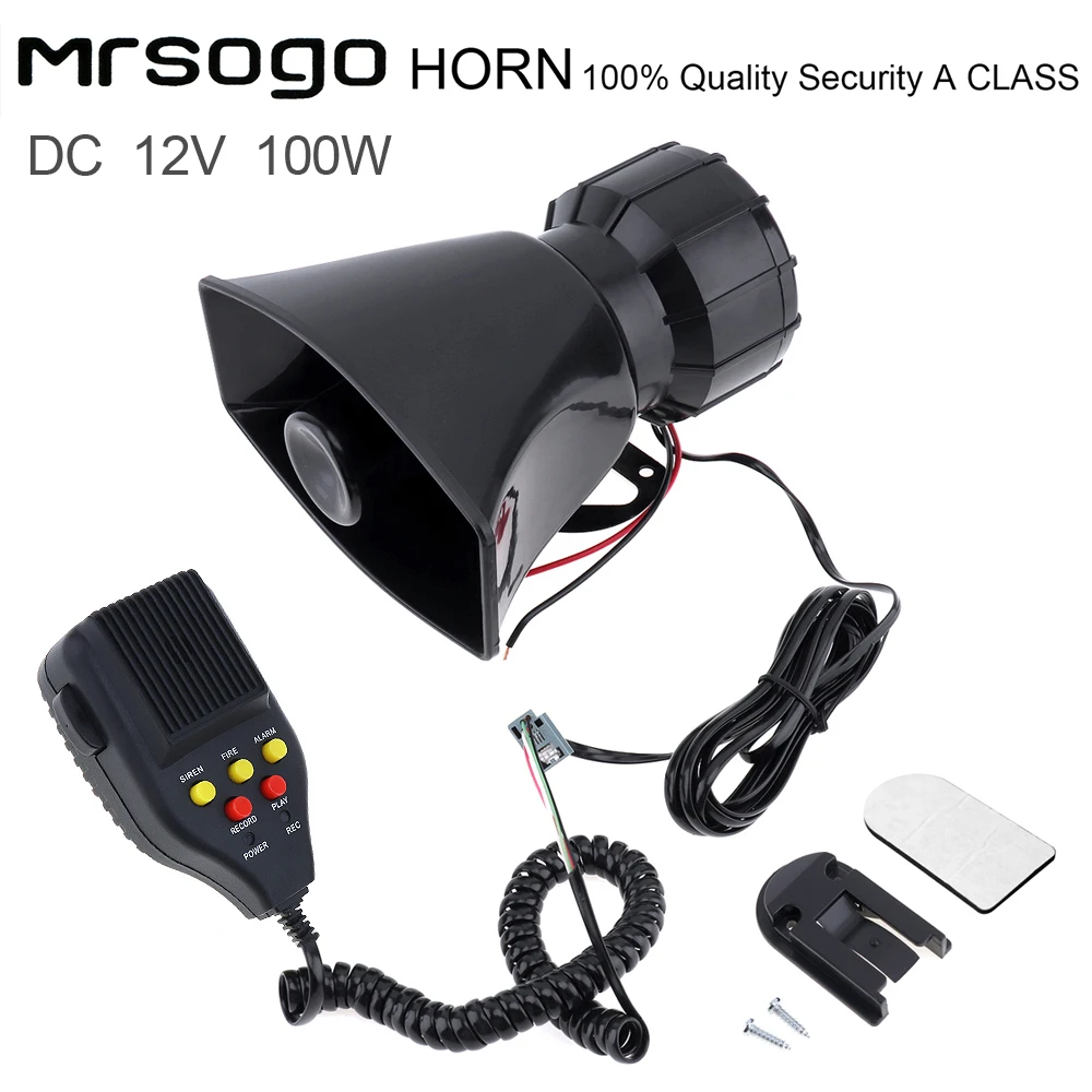 100 Вт 12 в 7 звуков Автомобильная электронная Предупредительная сирена для