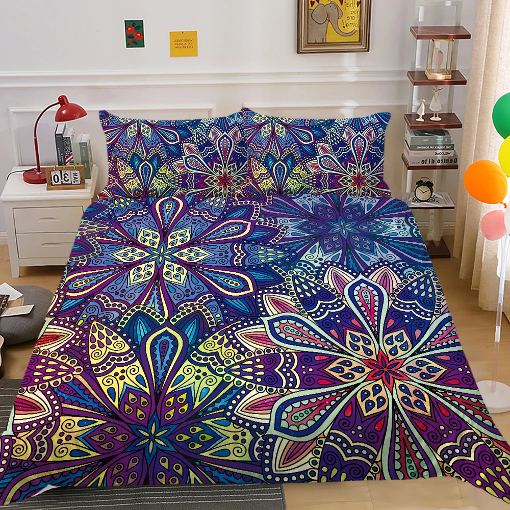

Bohemian Mandala Feather Bedding Set Bedroom Decor Gifts Duvet Comforter Quilts Cover 2/3 Pieces Bedspread with Pillowcases