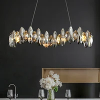 modern crystal chandelier for wave shape dining room luxury smoky gray crystal lamp kitchen island cabinet hanging light fixture