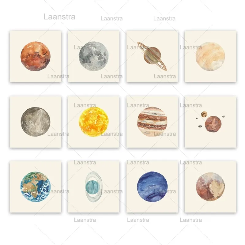 

Solar System Planets Canvas Painting Earth Moon Venus Saturn Wall Art Poster Educational Poster for Kids Child Living Room Decor