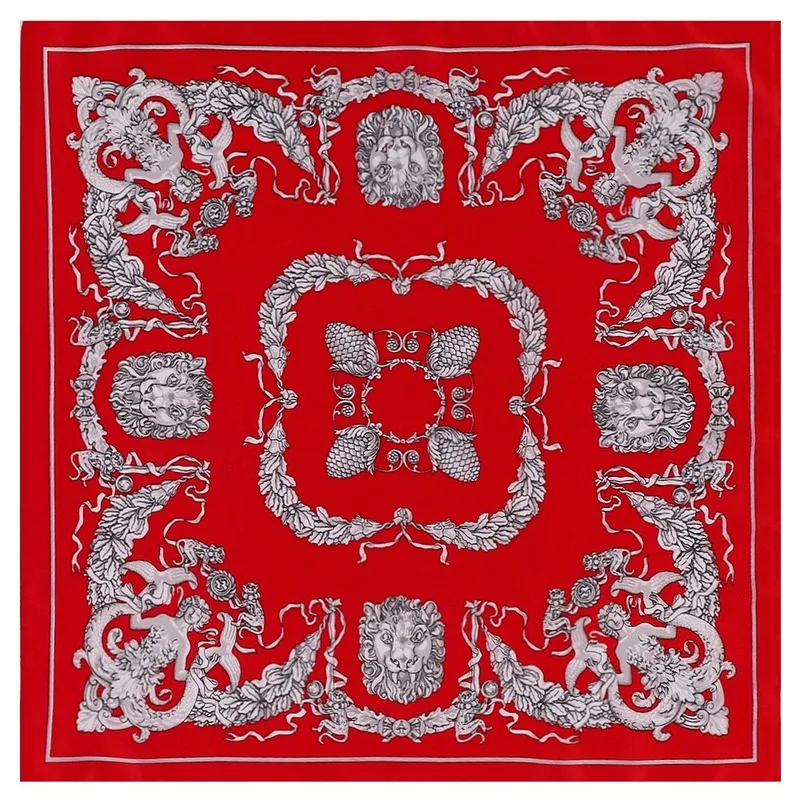 Платок женский Шелковый атласный с принтом льва 53 см Matagorda небольшие Квадратные
