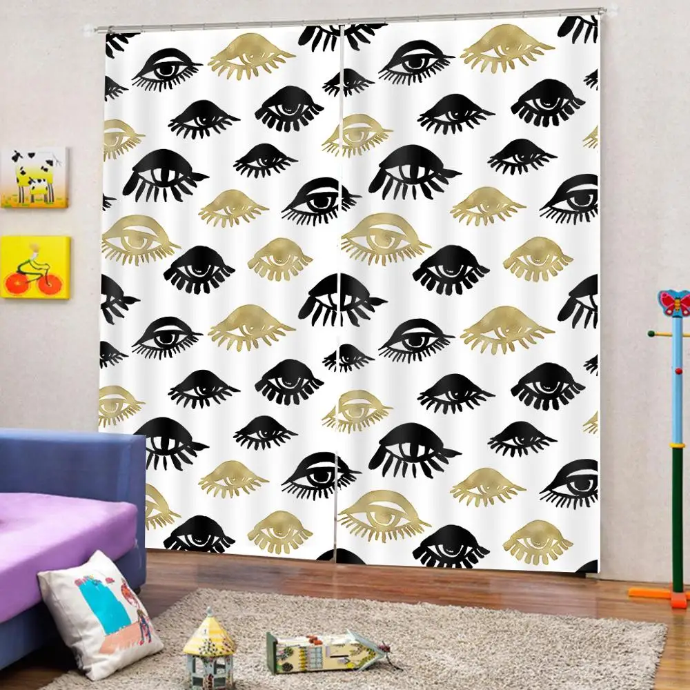 Занавески на окна для гостиной желтые черные с узором картина спальни шторы