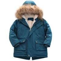 boys jackets winter coats children thick outerwear casual hooded snowsuit solid long sleeve tops windproof clothes cotton jacket