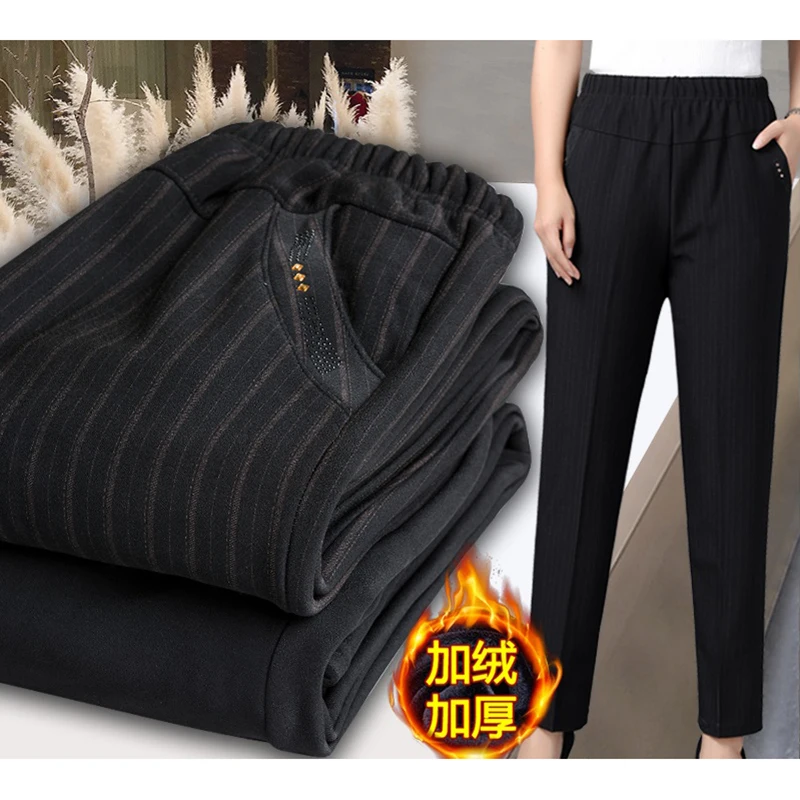 Женские брюки среднего и пожилого возраста на осень зиму с высокой эластичной