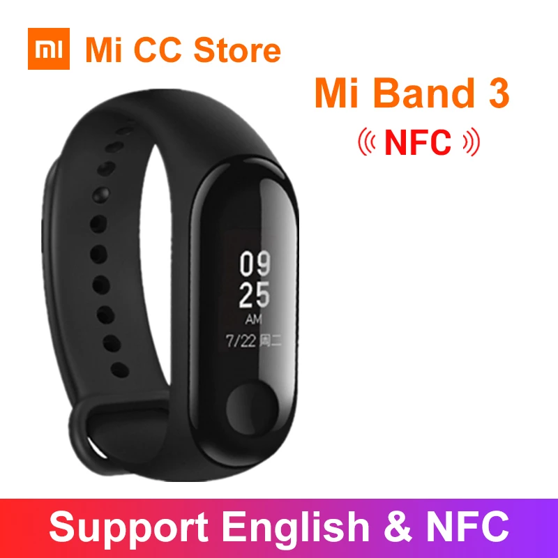 Оригинальные Xiaomi Mi Band 3 NFC Браслет 0 78 дюймов сенсорный экран умный сообщение