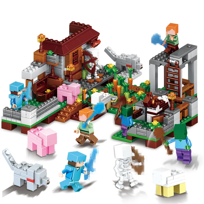 33000 1 set 46 шт. мой DIY Кирпичи мини шахты мастерски строительные блоки игры фигурки кирпичи для детей мир игрушки X0127 - Цвет: 33000 1 set