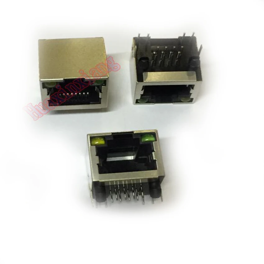 

20PCS/Lot 56 RJ45 8P8C Female Jack Connector Type Steel Shield Network 90 Degree With LED