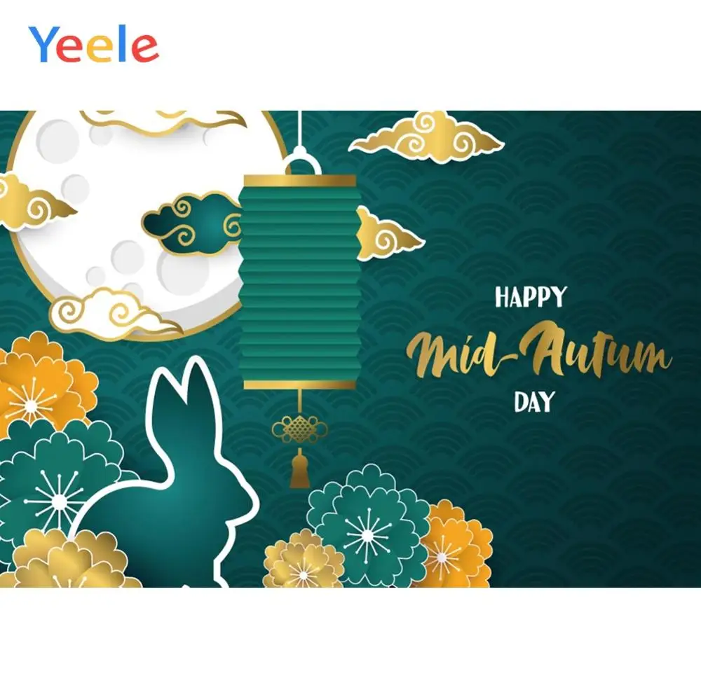 

Yeele Mid-Autumn Family Party Hare Lotus Moon Waves Photography Backdrops Personalized Photographic Backgrounds For Photo Studio