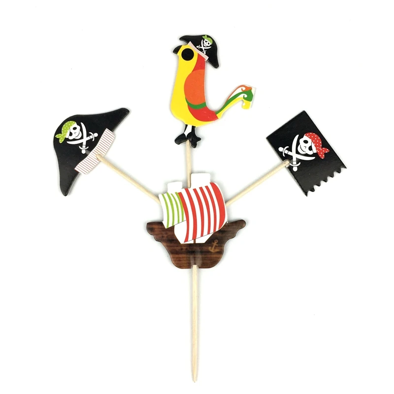 24 шт./лот пиратские Мультяшные бумажные обертки для капкейков топперы детской
