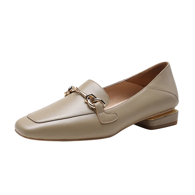 

Big Size 34-41 Fashion Women's Shoes Retro Loaferflate Small Leather Shoes Square Head Single Shoes Genuine Leather Single Shoes