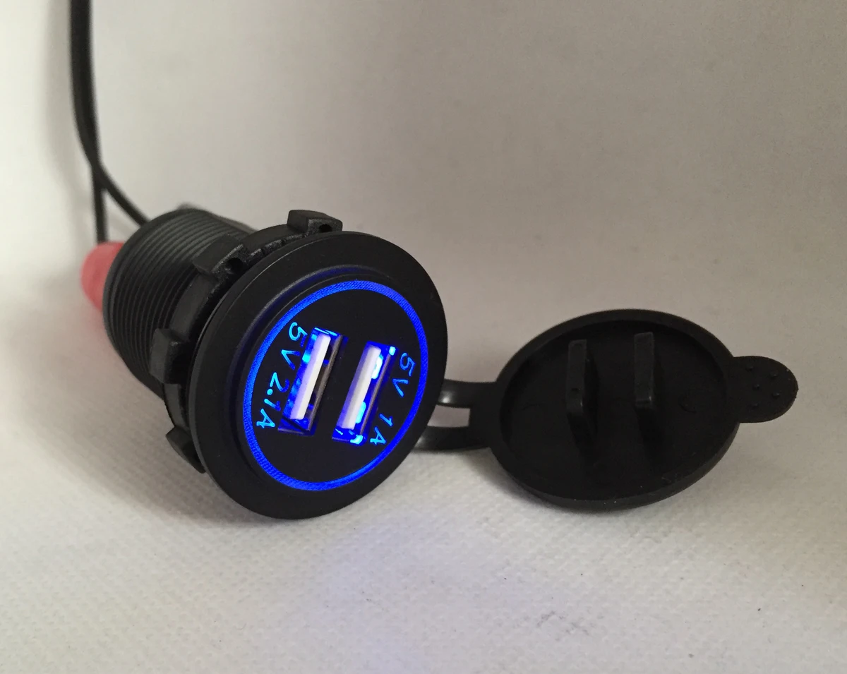 DIY 12V 24V двойной USB Автомобильное зарядное устройство розетка питания 1A & 2.1A для Ipad