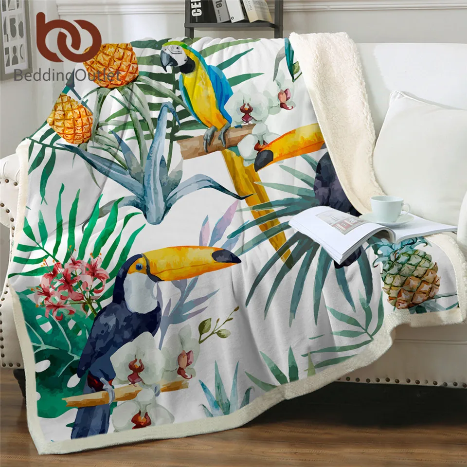 BeddingOutlet одеяло из шерпы с птицами для кровати бархатное плюшевое покрывало