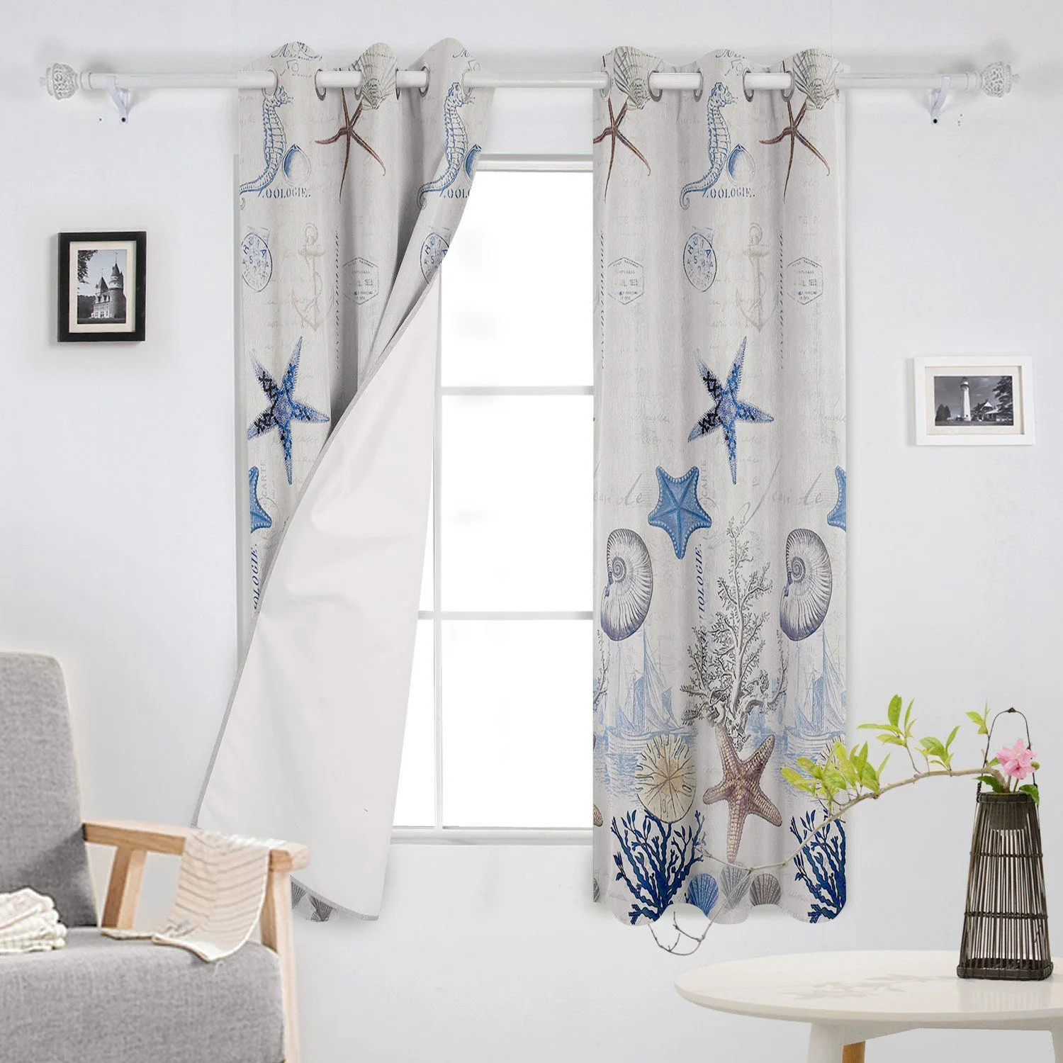 Океан Морская звезда в виде ракушки занавески на окна с принтом гостиная спальня