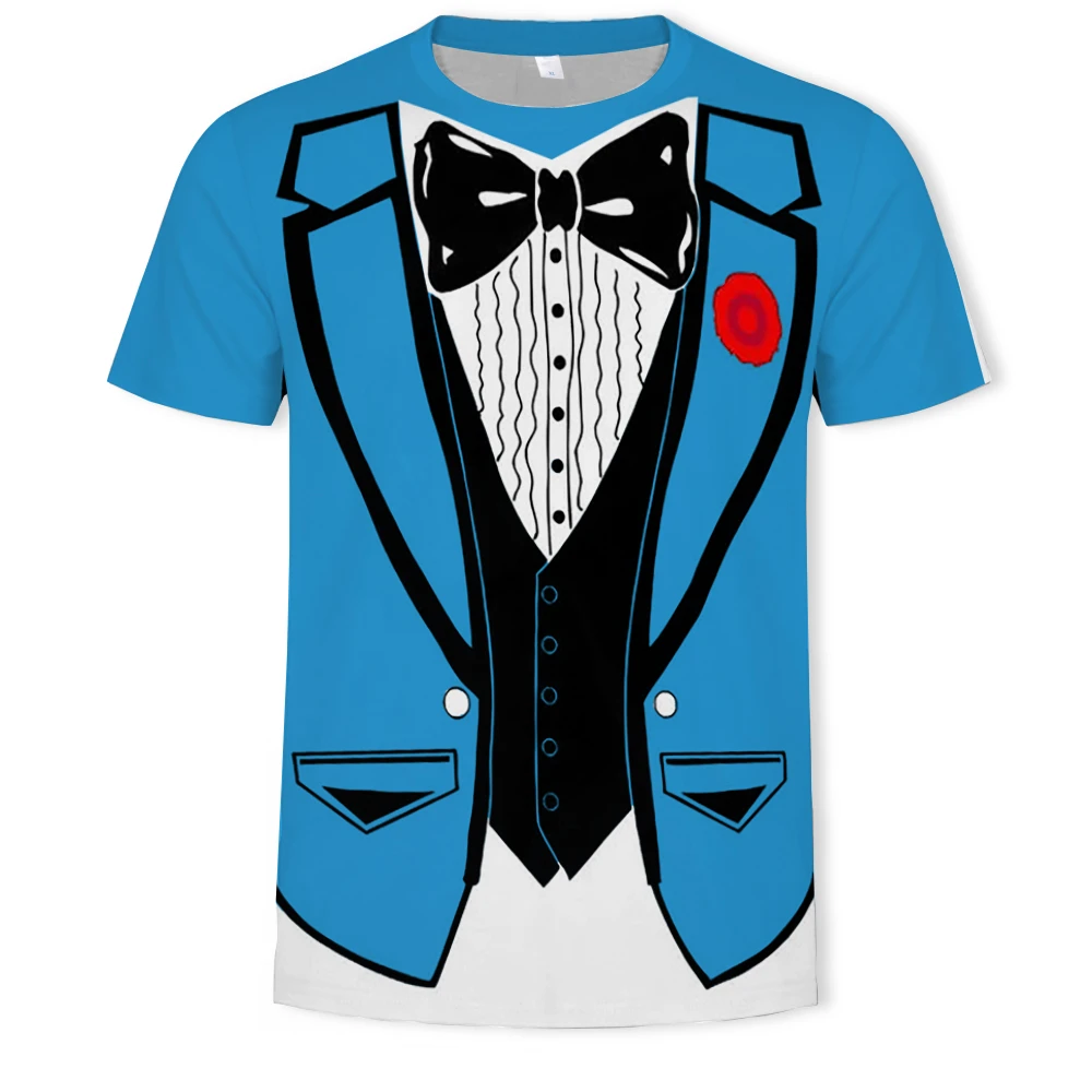 

Suit shirt 3d T-shirt, summer men's fashion top, streetwear, men's shirt round neck short sleeve
