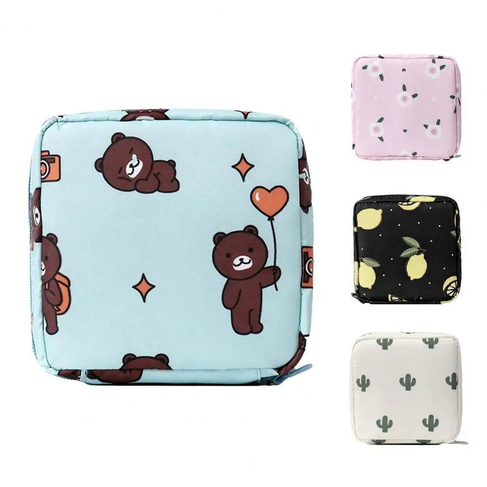 

Sanitary Napkin Bag Cartoon Pattern Large Capacity Portable Mini Cute Tampon Storage Pouch for Travel