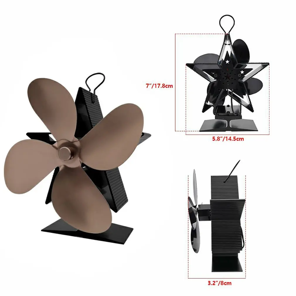 

Fireplace Thermal Power Five-pointed Star Air Heater Low Noise Efficient Heat Dissipation Thermal Stove Fan Four Blade