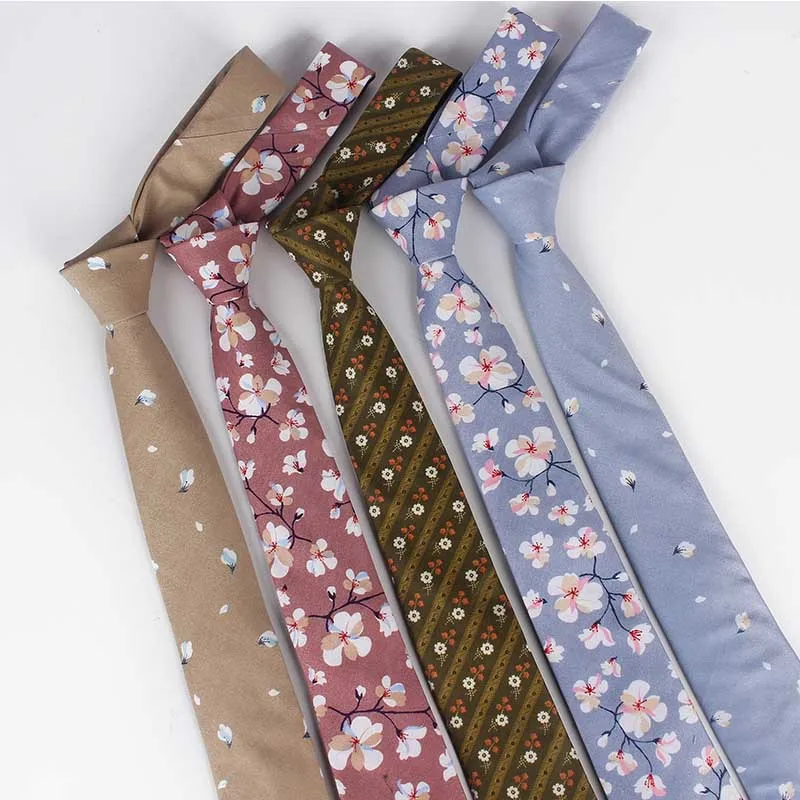 

Sitonjwly 6.5cm Floral Jacquard Necktie For Men Cotton Neck Ties For Women Adult Classic Skinny Cravate Narrow Tie Custom LOGO