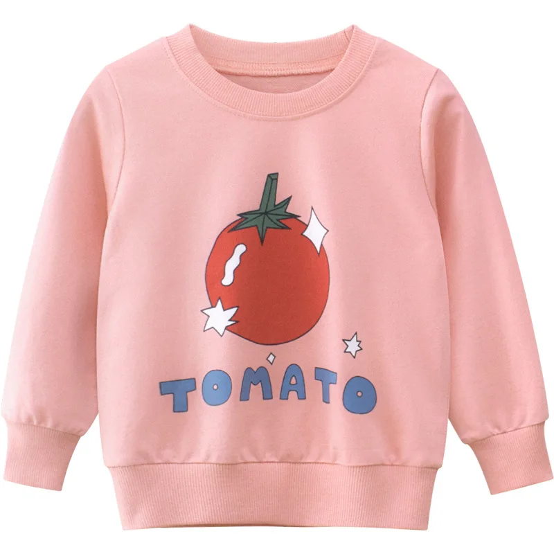 

2021 Autumn Kids Girls Hoodies Pink Tomato Baby Long Sleeve Sweatshirts For Girl Winter Children's Pullover Shirt Clothes 1-7Y