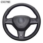 Сшитый вручную черный мягкий искусственная кожа DIY чехол рулевого колеса автомобиля для Skoda Yeti 2014 2015 2016 Rapid 2015