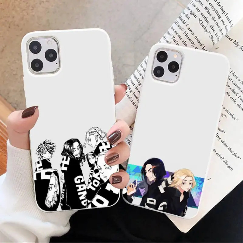 

Anime Tokyo Revengers Phone Case White Candy Color for iPhone 11 12 mini pro XS MAX 8 7 6 6S Plus X SE 2020 XR